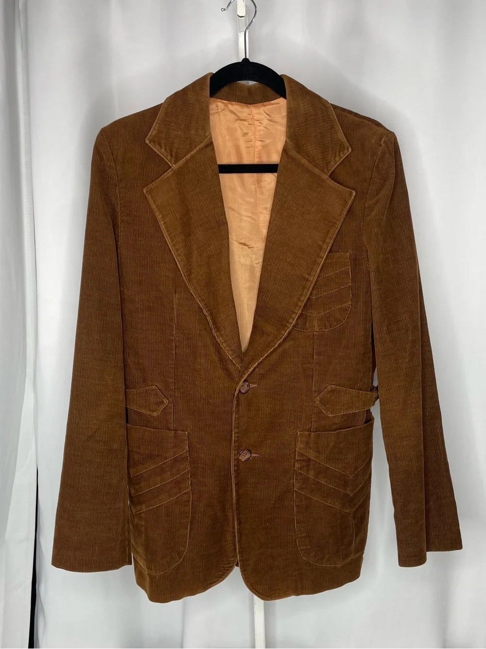 Vintage 70s Brown Corduroy 3 Piece Suit Set Bell Bottom Western Disco 40R 33
